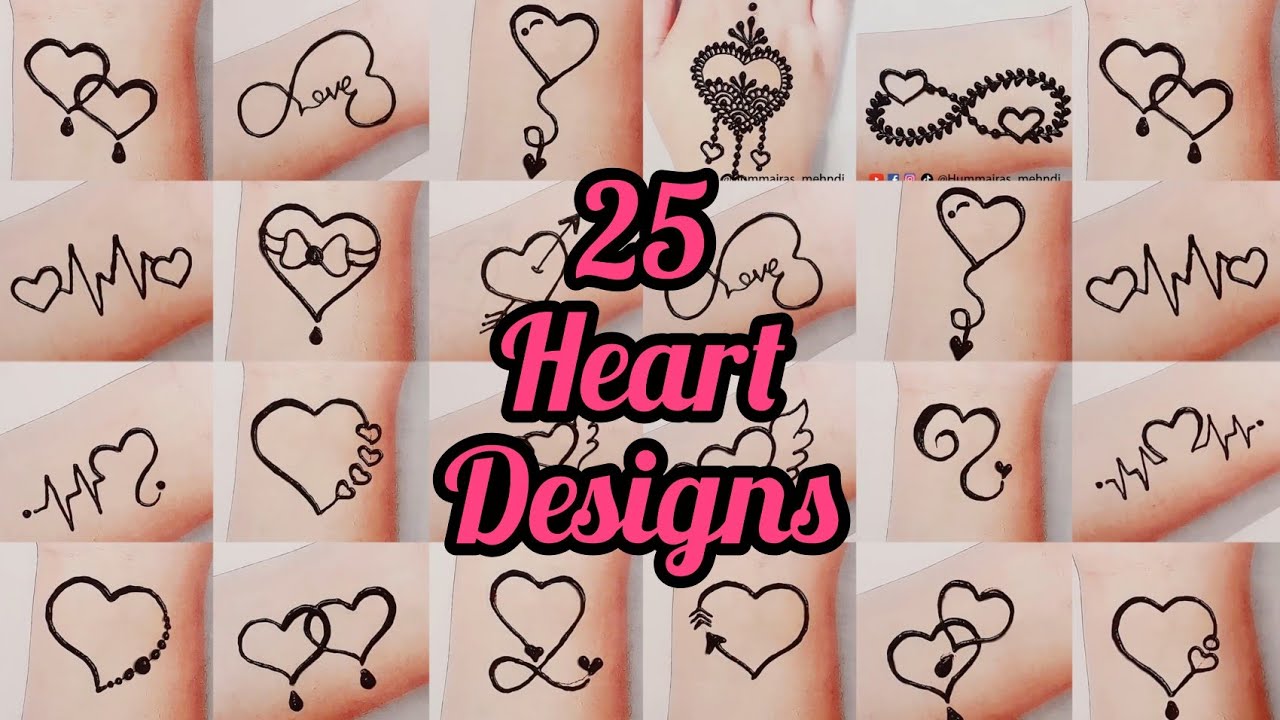 25 Most Attractive Love  Heart Tattoos - Love Mehndi Tattoo - Heart Mehndi Tattoo #hennabyhumaira