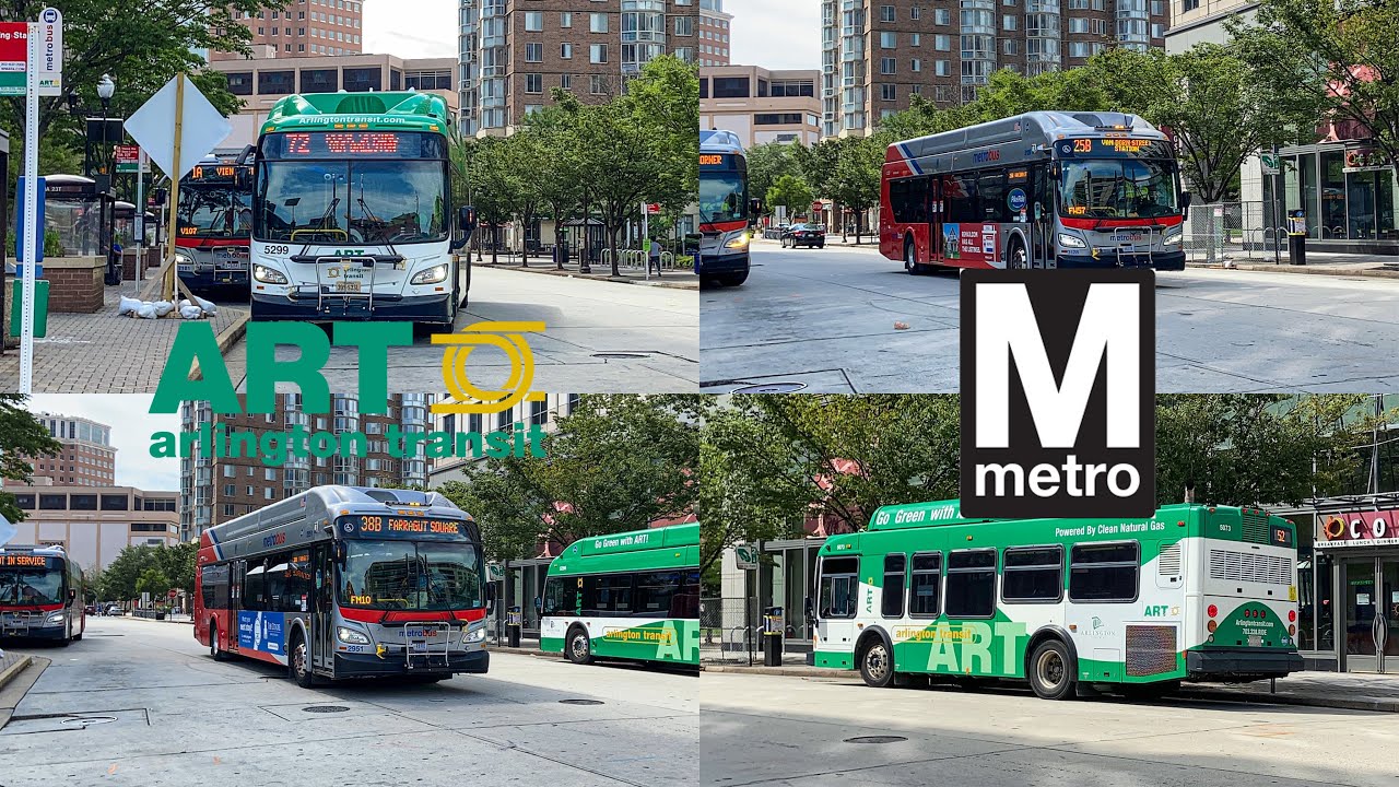 WMATA Metrobus and Arlington Transit Compilation at BallstonMU station