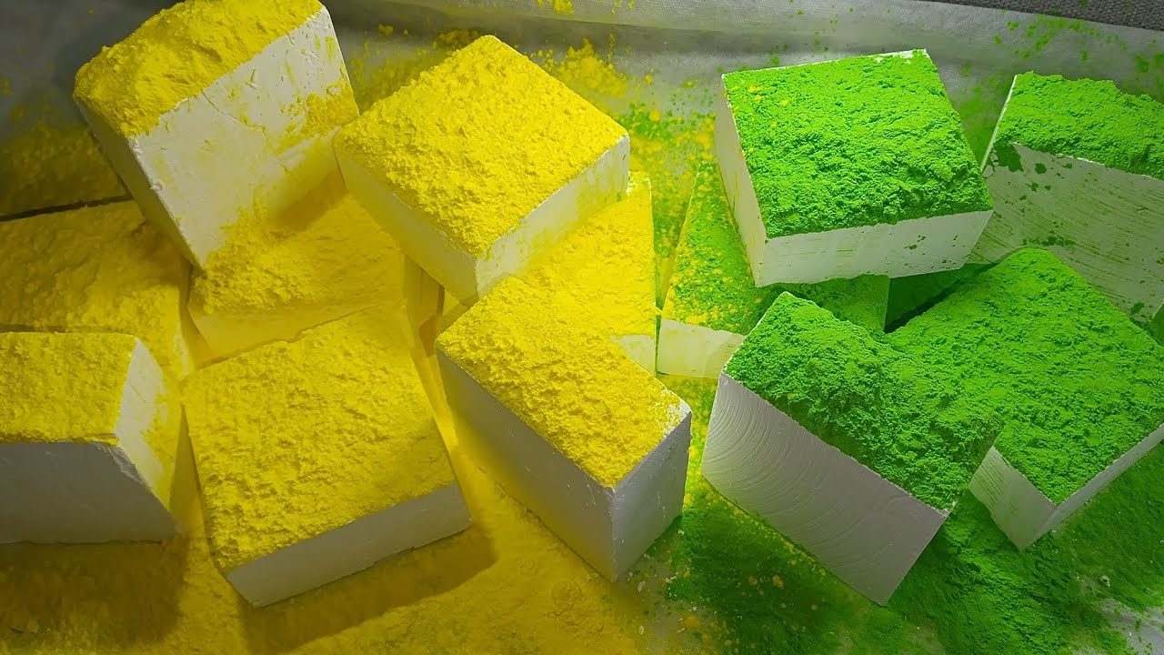 AsmrGymChalk🥰fresh chalk blocks sprinkled with powder paint for you my ...