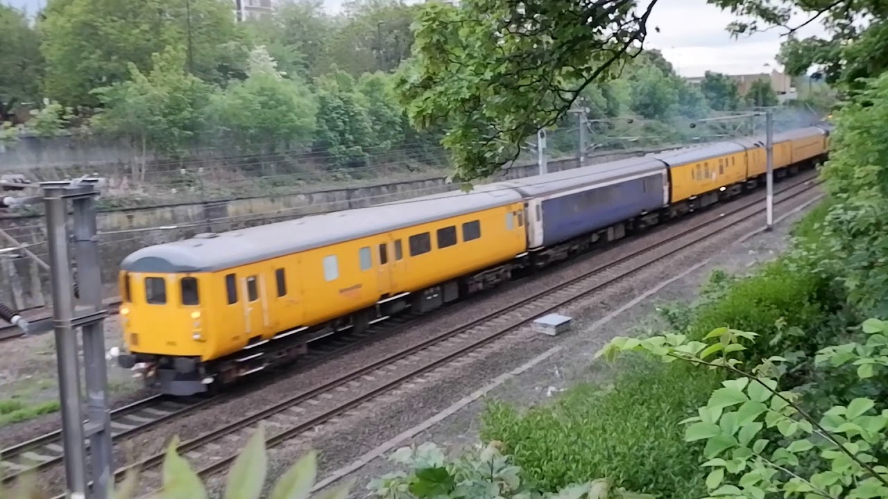 Class 37 Network Rail Train leaves Heaton Depot