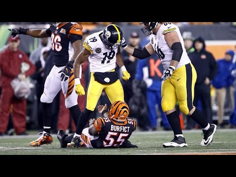 Juju Smith-Schuster Big Hit on Vontaze Burfict 2017 Steelers at Bengals (4K)