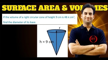 If the volume of a right circular cone of height 9 cm is 48 π cm^3, find the diameter of its base.