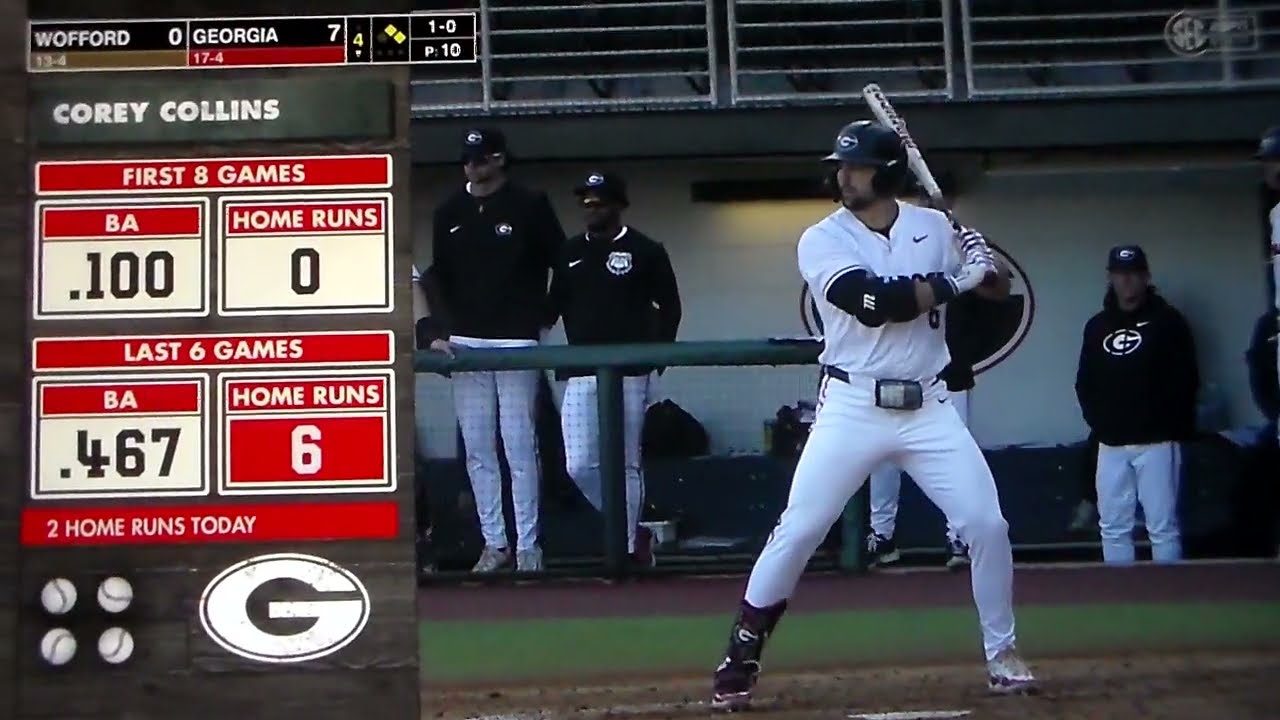 WATCH: Georgia's Corey Collins hits 3rd home run of game vs. Wofford