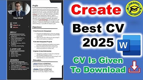 Create Best CV for Free in MS Word | Best CV Format 2025 | CV Free