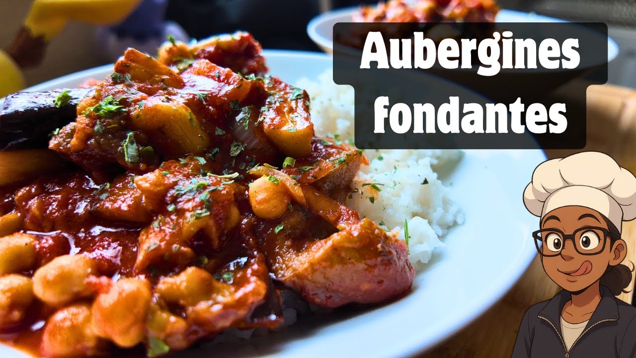 Idée repas pas cher : aubergines aux pois chiches et tomates (sans viande)