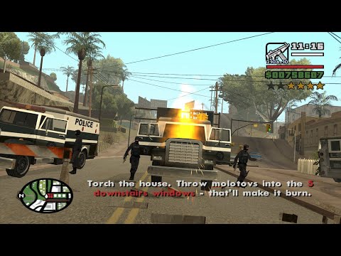 Burning Desire With A 4 Star Wanted Level GTA San Andreas From The FPV Starter Save