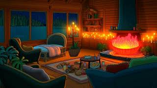 Yağmur ve Şömine Ambiyansı | Animasyonlu Kış Evi | Uyku ve Odaklanma için Çizgi Film Ambiyans🫠❤️