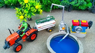 diy mini tractor dengerous stuck in mud with plough machine | science project | @sanocreator