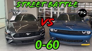Challenger RT vs Eco Boost Mustang 0-60 on the Street..