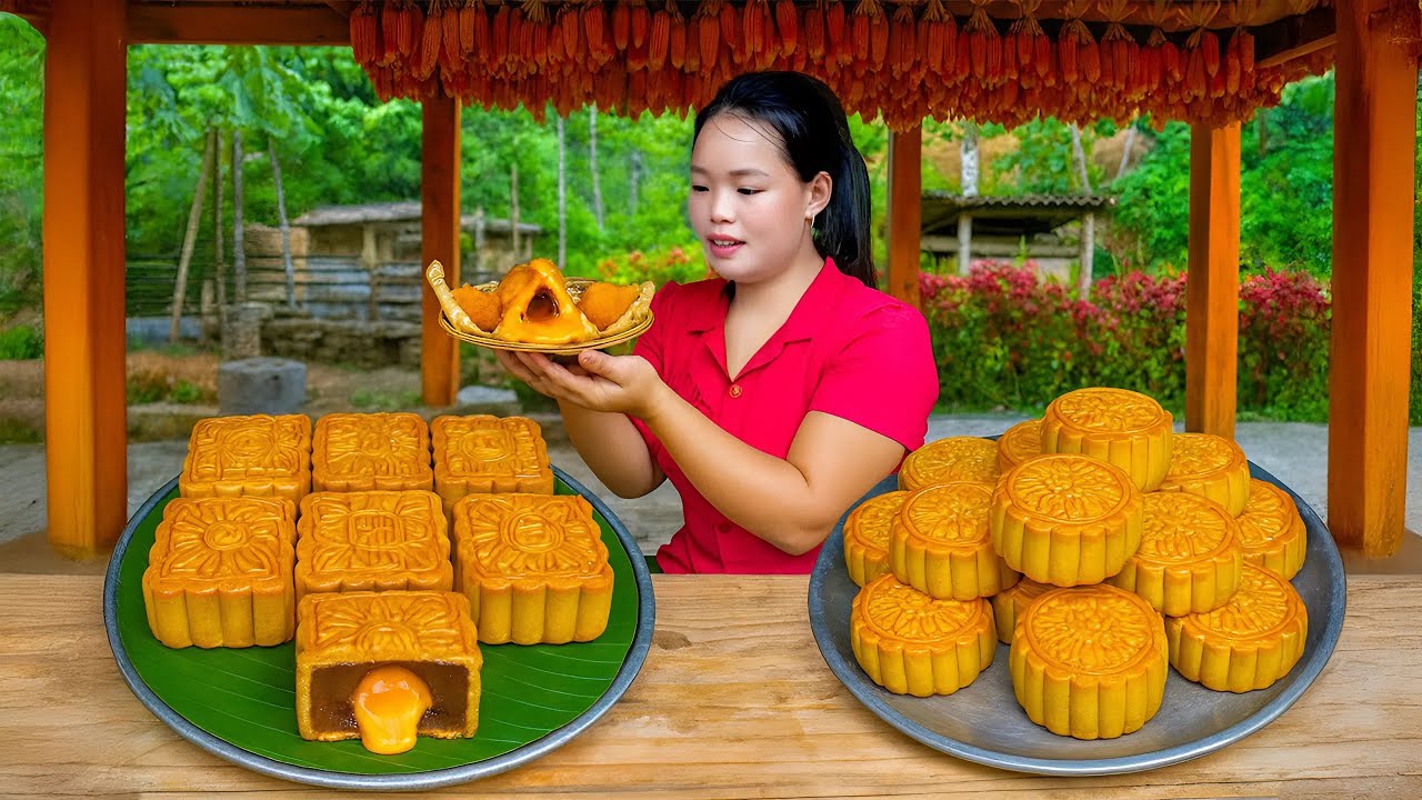 Mid-Autumn Festival: Making  Moon Cakes to Sell at the Market - Cooking | Trieu Mai Huong