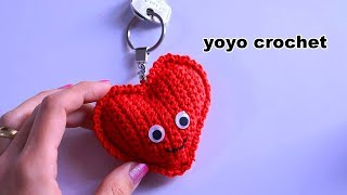 كروشية أميجرومى / ميدالية  قلب كروشية سهل/ لعيد الام /crochet keychain #يويو كروشية #