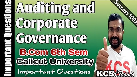 Auditing and Corporate Governance|Important Questions|Calicut University Bcom 6th Semester