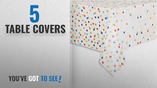 Top 10 Table Covers [2018]: Rainbow Polka Dot Plastic Tablecloth, 7ft x 4.5ft