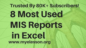 8 MIS Reports in Excel Hindi