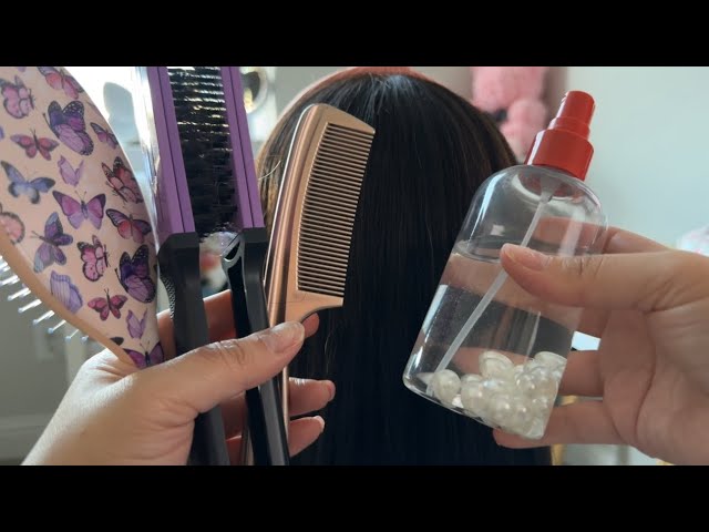 ASMR| Straightening your hair- playing & brushing your hair ✨😴