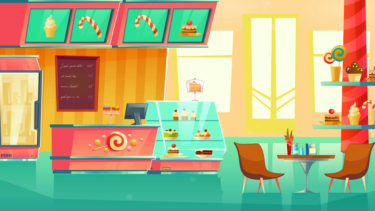 Bakery Stall - Free Cartoon Background Loop