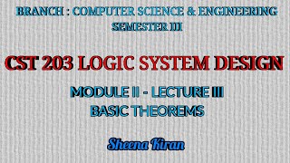 Module 2 - Lecture 3 - Basic Theorems of Boolean Algebra and its proof || Sheena N