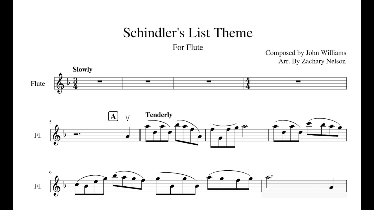 Schindler's List Theme by John Williams Flute Playalong YouTube