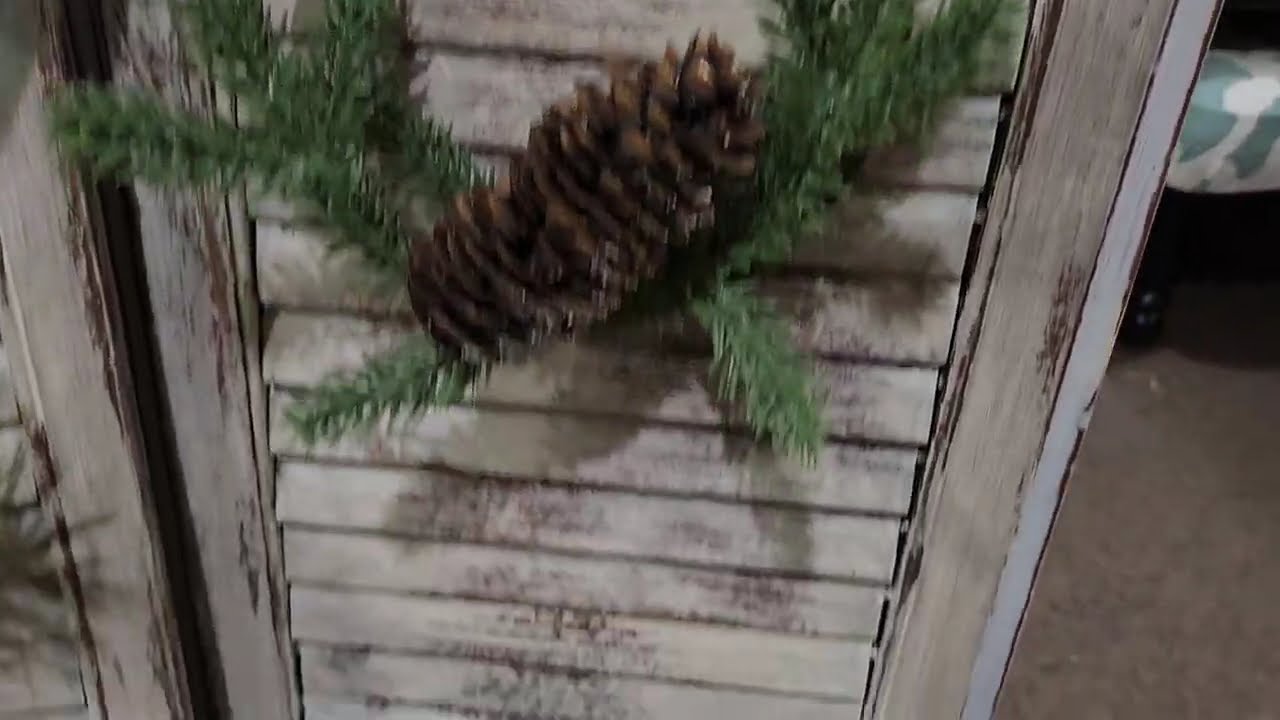 FOR SALE! Small Christmas Wreath on Solid Wood Shutter - LINK IN DESCRIPTION!