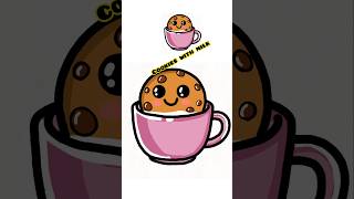 How To Draw cup of milk with cookies #drawing #easydrawings #cartoon