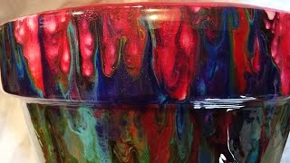 Rainbow Flower Pot Swipe/Colors Running Horizontally/Fluid Art/Acrylic Pouring (48)