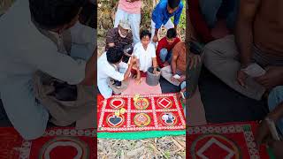 Grandchildren playing in front of grandmother ||entertainment || village funygame