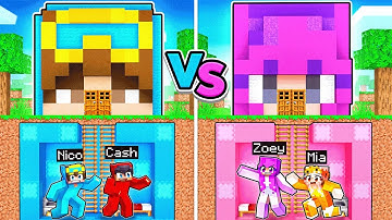 BOYS vs GIRLS UNDERGROUND HOUSE Build Challenge In Minecraft!