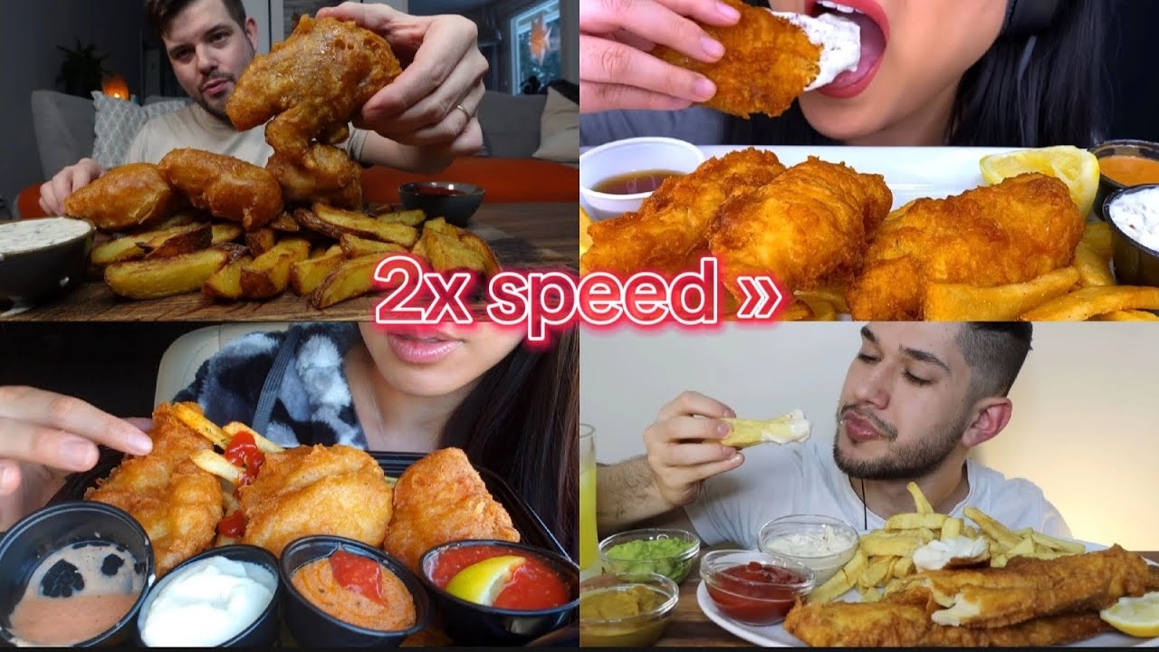 2x speed Fish & Chips Mukbang Compilation |Tuji Bites