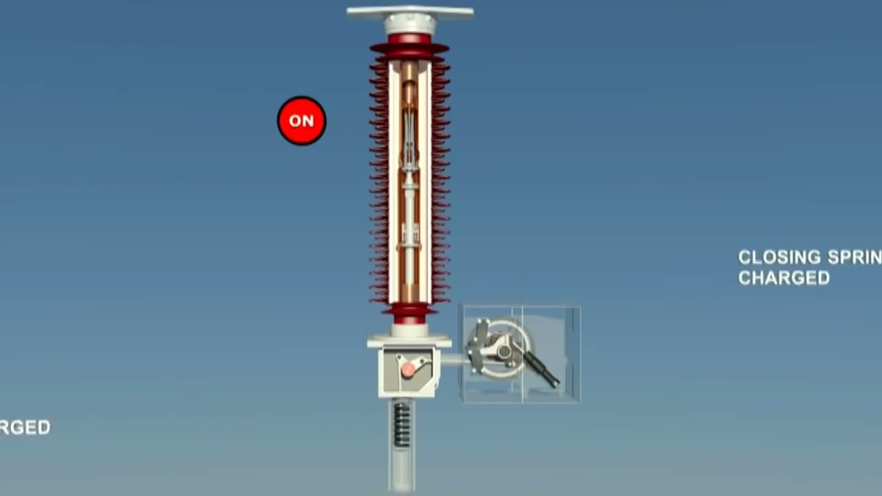 Disjuntor LTB245E11/ Mecanismo BLK222/ Carregamento de mola, operação de fechamento e abertura.
