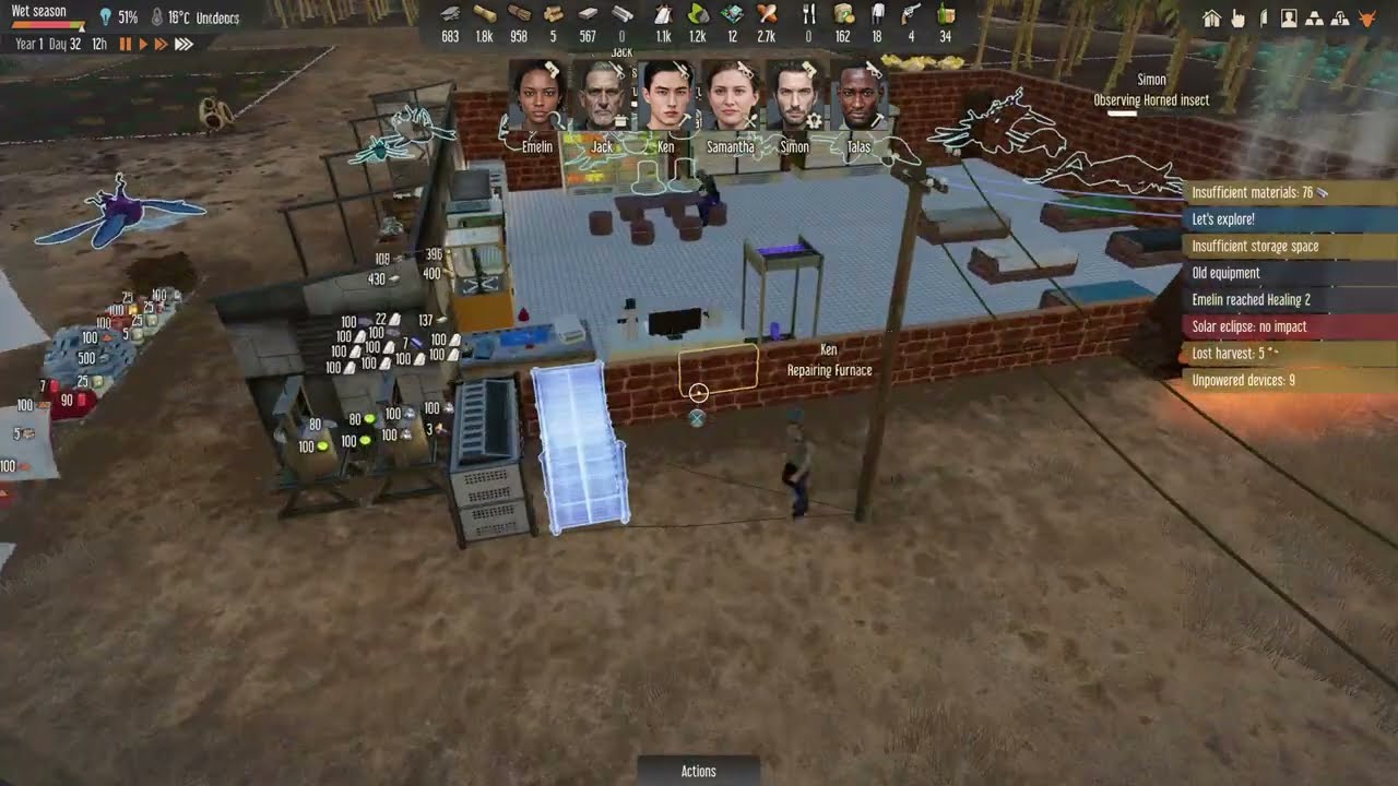 Stranded: Alien Dawn new military outpost scenario ep 2 food andpower problems