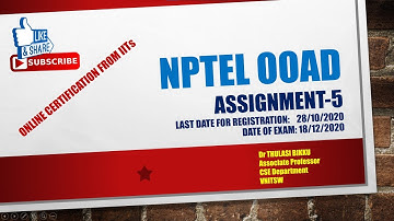 OOAD ASSIGNMENT- 5 || DR B THULASI || NPTEL