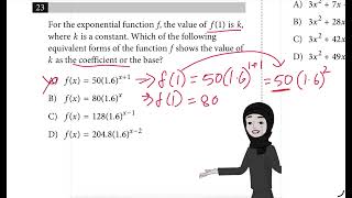Sat practice test 10 Question 23 module 2 Mathematics exponential function value of k coefficient 