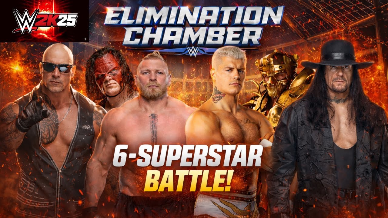 🔴 LIVE | Elimination Chamber 6-Superstar Battle 😱 | Lesnar vs Cody vs Undertaker | WWE 2K25 | PS5