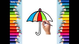 تعليم الاطفال رسم كيك ـ قرش ـ شمسية | بيبى ستار | how to draw a cake, shark & umbrella