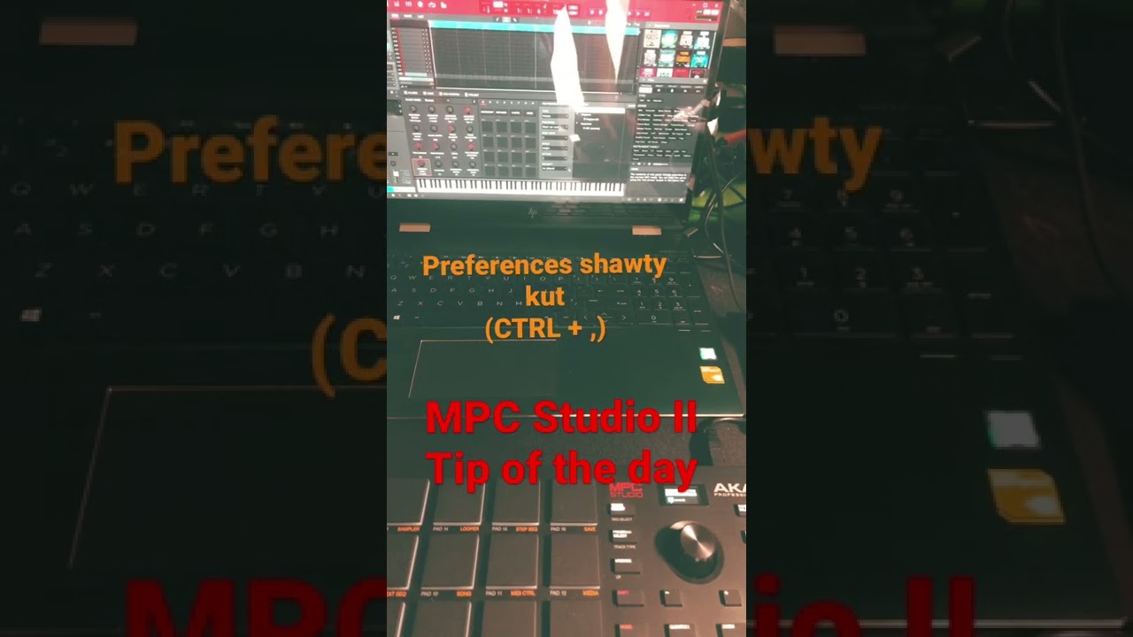 PC laptop and Akai MPC Studio MK II shortcut keys to ‘Preferences’ screen 