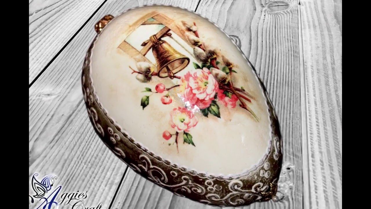 Decoupage Tutorial Easter egg with relief and wax paste YouTube
