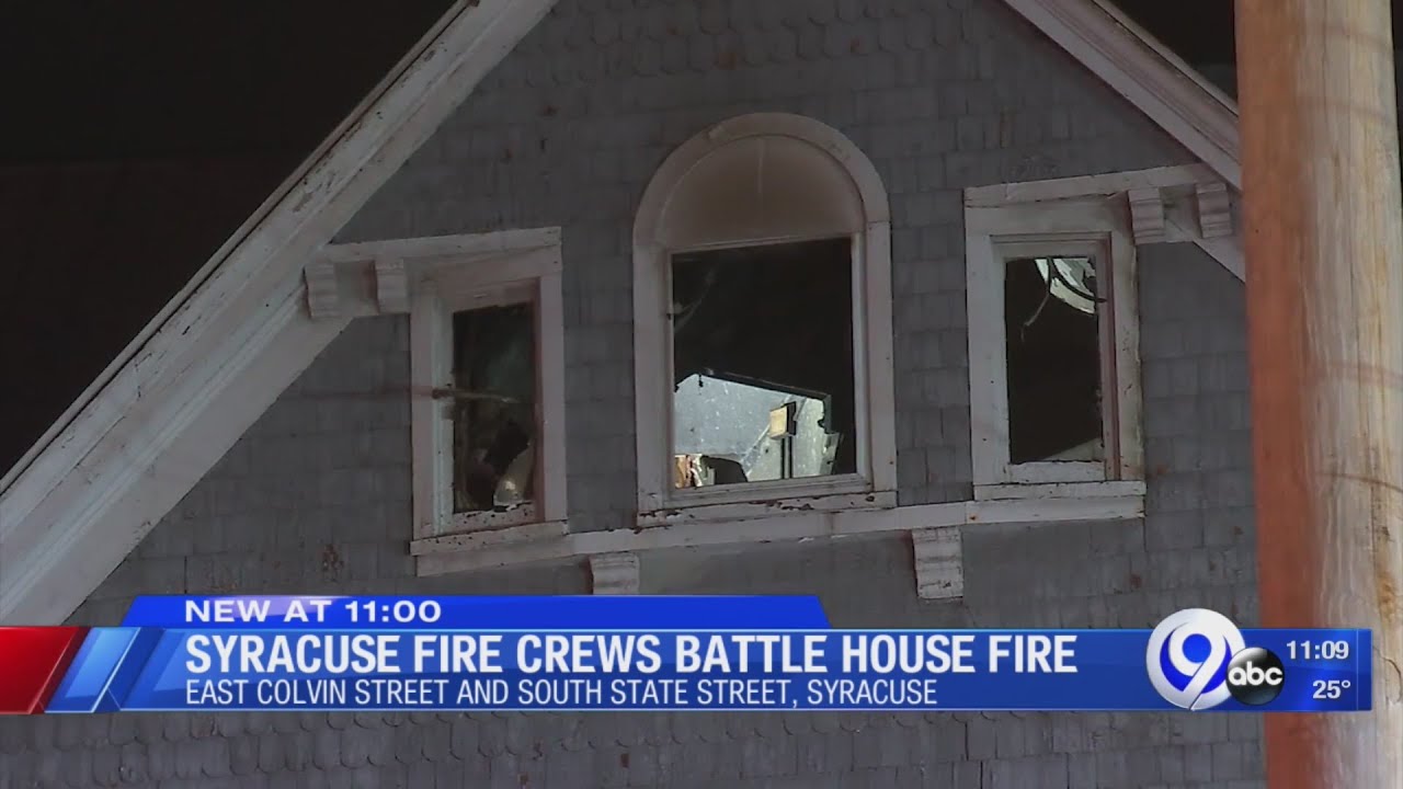 Syracuse fire crews battle house fire - YouTube