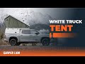 White Pickup Truck Rear Elevated Tent Showcase Style Meets Function