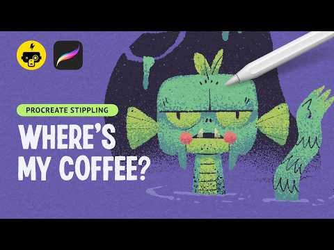 Draw a Swamp Monster Who Just Wants His Coffee (Procreate Stippling)