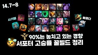 90%는 놓치고 있는 경향. 14.7~8 서포터 고승률 꿀빌드 정리