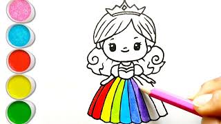 Cute Princess Doll Drawing || How To Draw A Doll, painting and coloring for kids and toddlers