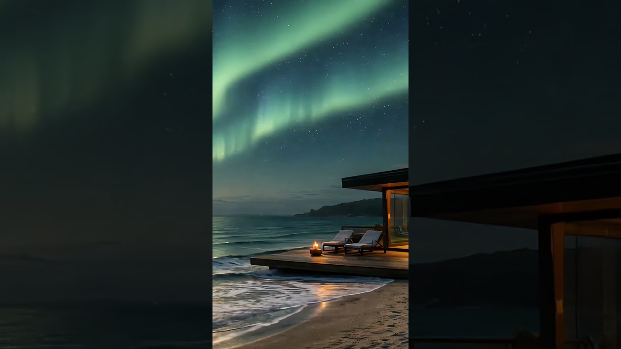 Aurora Coast | Relaxing Ambient Music Accompanied by Northern Lights and Gentle Waves