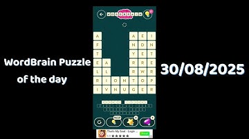 Wordbrain Daily Challenge August 30 2025 | Wordbrain Puzzle of the day Answers