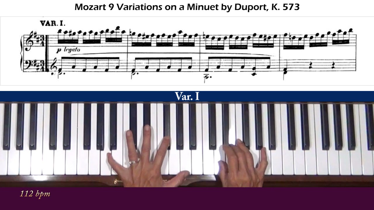 Mozart 9 Duport Variations K. 573 Tema and Var.I Piano Tutorial