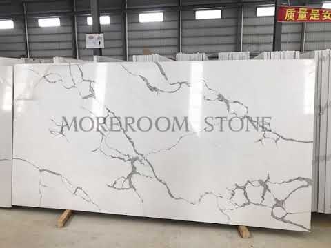 Artificial Stone Calacatta Staturior Faux Marble Look Quartz Stone