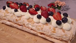 The most delicious Summer DESSERT! The famous Meringue Roll with 🍓 Strawberries🍓