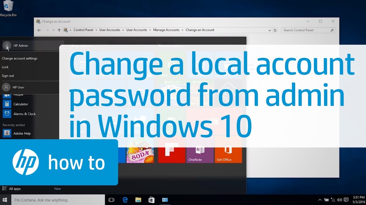 Changing a Local Account Password from an Administrator Account in Windows  24  HP Computers  HP