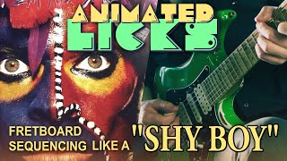 Stunt guitar run based on Steve Vai lick -  Animated Lick of Mika Tyyskä Ep42