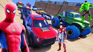 GTA V Crazy Ragdolls | Spiderman by Quad Bike On Rainbow Spiders Bridge (Spider Shark Jumps) | Ep. 5