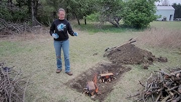 Making biochar in a trench - getting it started